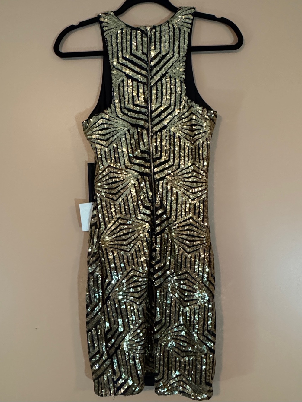 Lulu's Gold and Black Sequin Geometric Mini Dress - Picture 9 of 11